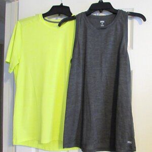 Bundle of 2 DSG Workout Shirts Green Tank Size M & Yellow Short Sleeve Size S